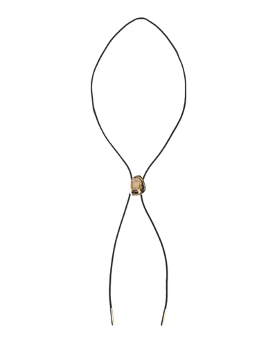 Ferragamo Gancini Braided Leather Bolo In Gold
