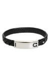 Ferragamo Gancini Braided Leather Bracelet In Black