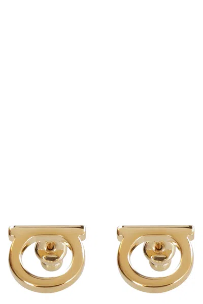 Ferragamo Gancini Brass Earrings In Gold