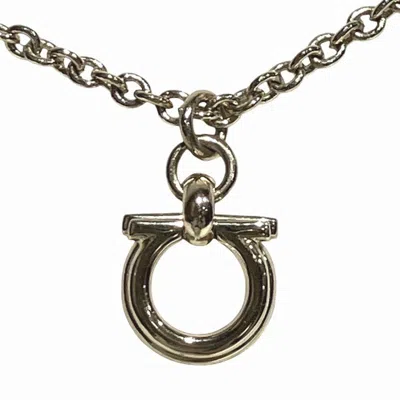 Pre-owned Ferragamo Gancini Brass Necklace () In Silver