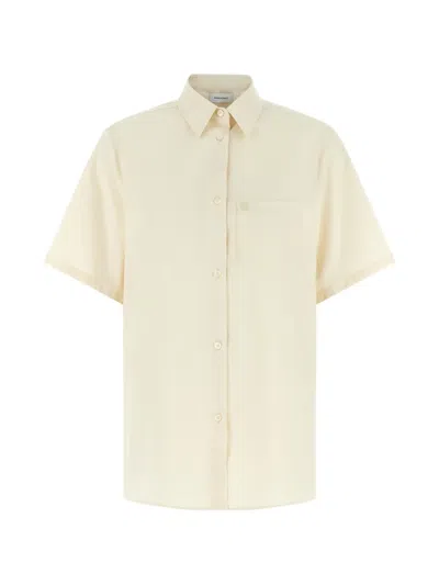 Ferragamo Gancini Shirt Short Sleeves Chest Pocket Collar In Yellow