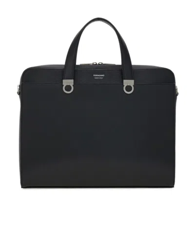 Ferragamo Gancini Briefcase In Black