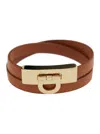 FERRAGAMO 'GANCINI' BROWN DOUBLE TWIST BRACELET IN LEATHER WOMAN