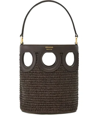 Ferragamo Gancini Bucket Bag In Brown