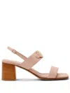 Ferragamo Gancini-buckle 55mm Leather Sandals In Pink