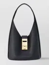 Ferragamo Gancini Buckle-adorned Hobo Bag (m) In Black