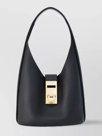 Ferragamo Gancini Buckle-adorned Hobo Bag (m) In Black