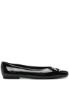 Ferragamo Gancini Buckle Patent Leather Ballet Flats In Black