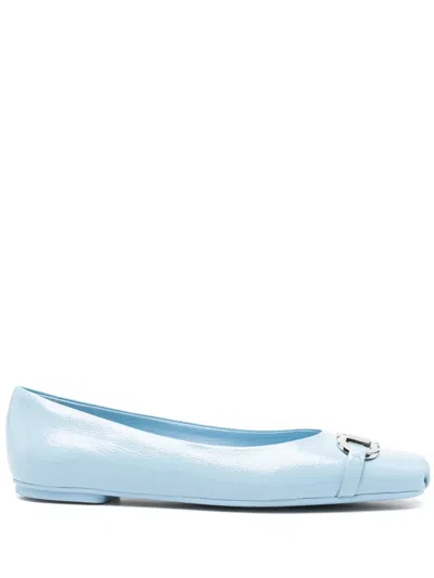 Ferragamo Gancini-buckle Ballerina Shoes In Blue