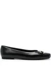 Ferragamo Gancini-buckle Ballet Flats In Nero
