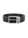 Ferragamo Black Reversible Belt With Gancini Buckle Belt In Grained Leather Man