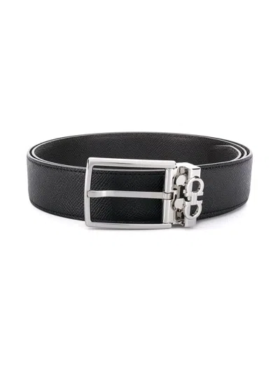 Ferragamo Gancini Buckle Belt In Black