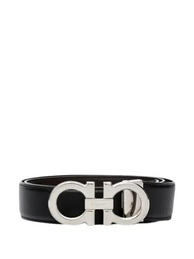 Ferragamo Gancini Leather Belt In Black