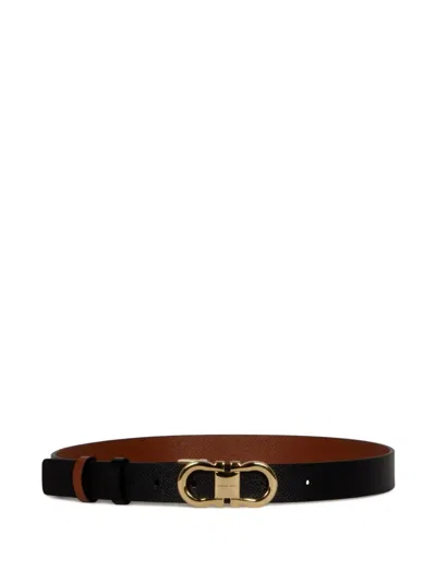 Ferragamo Gancini Buckle Belt In Black