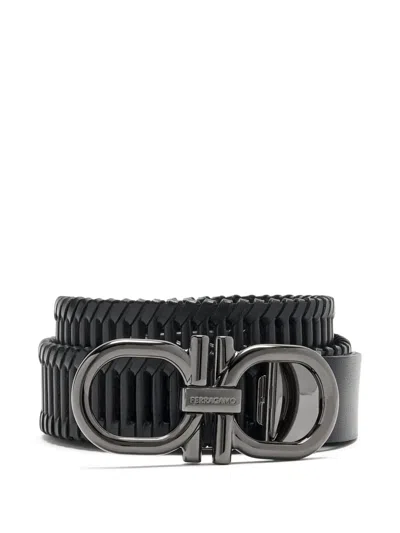 Ferragamo Gancini Buckle Belt In Black