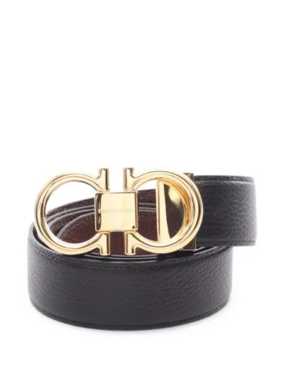 Pre-owned Ferragamo Gancini Buckle Belt In Black