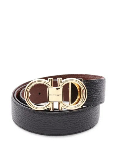 Pre-owned Ferragamo Gancini Buckle Belt In Black
