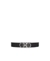 Ferragamo Salvatore  Man's Bicolor Leather Belt With Logo Buckle In Black