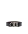 Ferragamo Black And Brown Gancini Buckle Double-sided Belt In Black