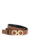 Ferragamo Reversible Gancini Leather Belt In Brown