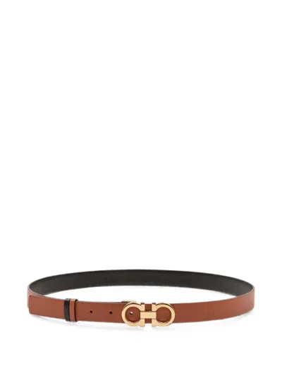 Ferragamo Gancini Buckle Belt In Brown