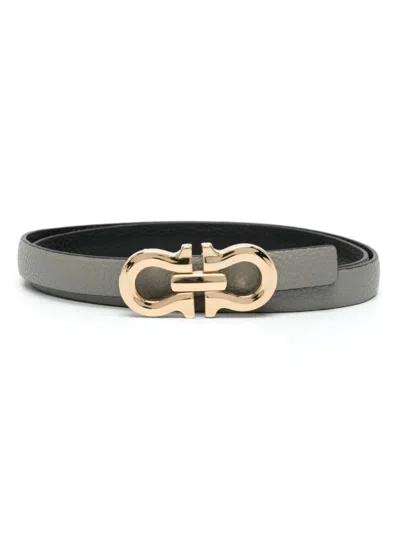 Ferragamo Gancini-buckle Belt In Grey