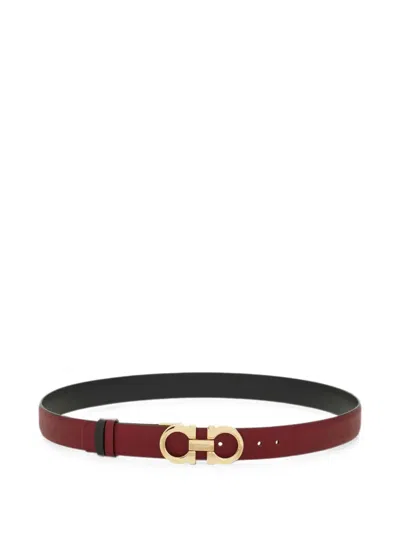 Ferragamo Gancini Buckle Belt In Red