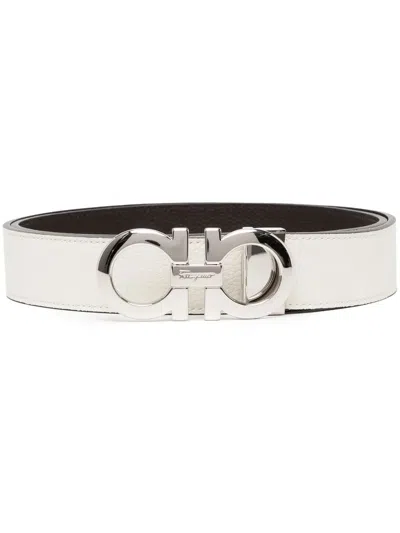 Ferragamo Gancini Buckle Belt In White