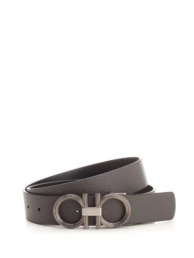 Ferragamo Gancini Buckle Belt In Black