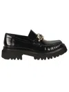 Ferragamo Gancini Hook-buckle Leather Loafers For Women In Black
