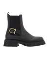 Ferragamo Tia Buckled Leather Ankle Boots In Black