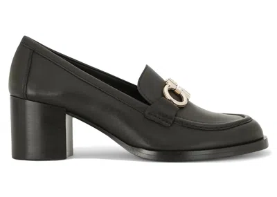 Pre-owned Ferragamo Gancini Buckle Chunky Heel Loafers (women's) Sneakers In Black