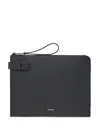 Ferragamo Gancini-buckle Clutch Bag In Black