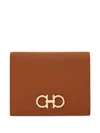 Ferragamo Compact Wallet Gold-tone Hardware In Brown