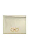 Ferragamo Compact Wallet Metallic Finish In Gold