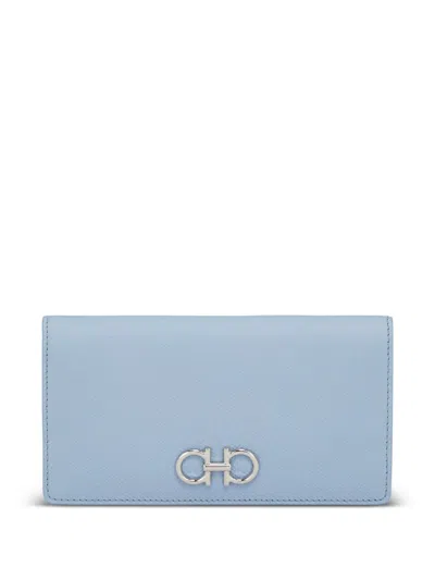 Ferragamo Gancini Buckle Continental Wallet In Blue
