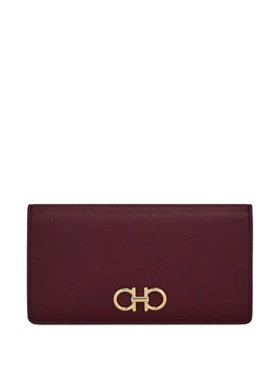Ferragamo Gancini Buckle Continental Wallet In Burgundy