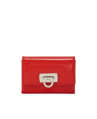 Ferragamo Gancini Buckle Design Clip In Red