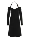 Ferragamo Knit Midi Dress With Gancini Buckle In Black
