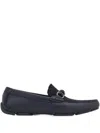 Ferragamo Almeria Leather And Suede Loafers In Blue