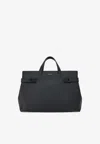Ferragamo Gancini Buckle Hammered Leather Tote Bag
