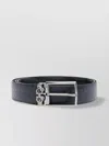 Ferragamo Double Gancini Logo-debossed Leather Belt In Black