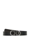Ferragamo Gancini-buckle Leather Belt In Black