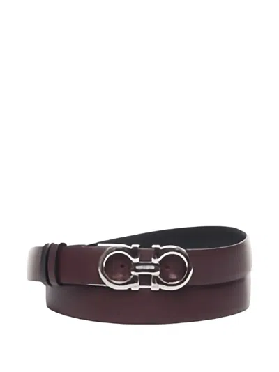 Ferragamo Gancini Buckle Leather Belt In Brown