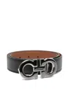 Ferragamo Gancini Buckle Leather Belt In Black