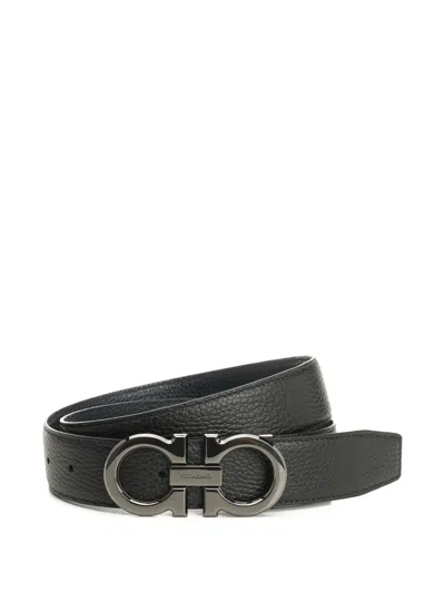 FERRAGAMO GANCINI-BUCKLE LEATHER BELT