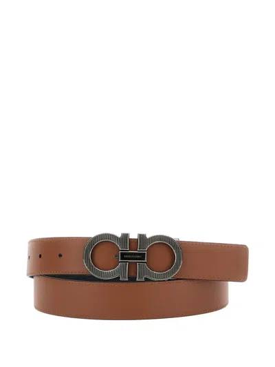 Ferragamo Gancini-buckle Leather Belt In Brown