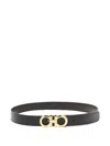 Ferragamo Logo-buckle Leather Belt In Black
