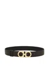 Ferragamo Adjustable Length Gold-tone Buckle Smooth Finish In Black