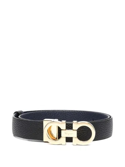 Ferragamo Gancini-buckle Leather Belt In Black